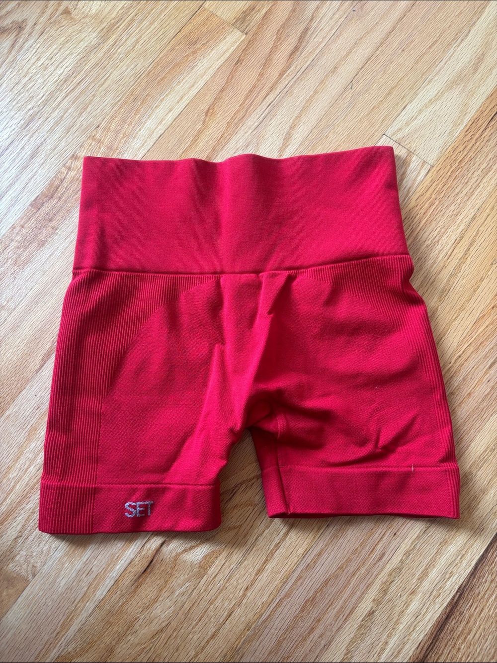 SET Active Red High-Waist Bike Shorts